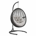 Sedia sospesa in rattan con cuscino grigio