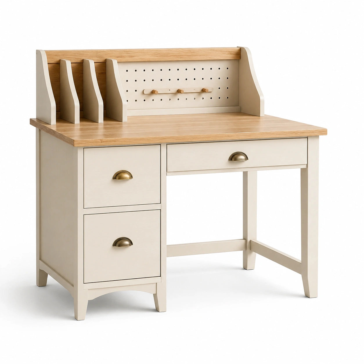 Scrivania in MDF e Rovere con Cassetti Beige
