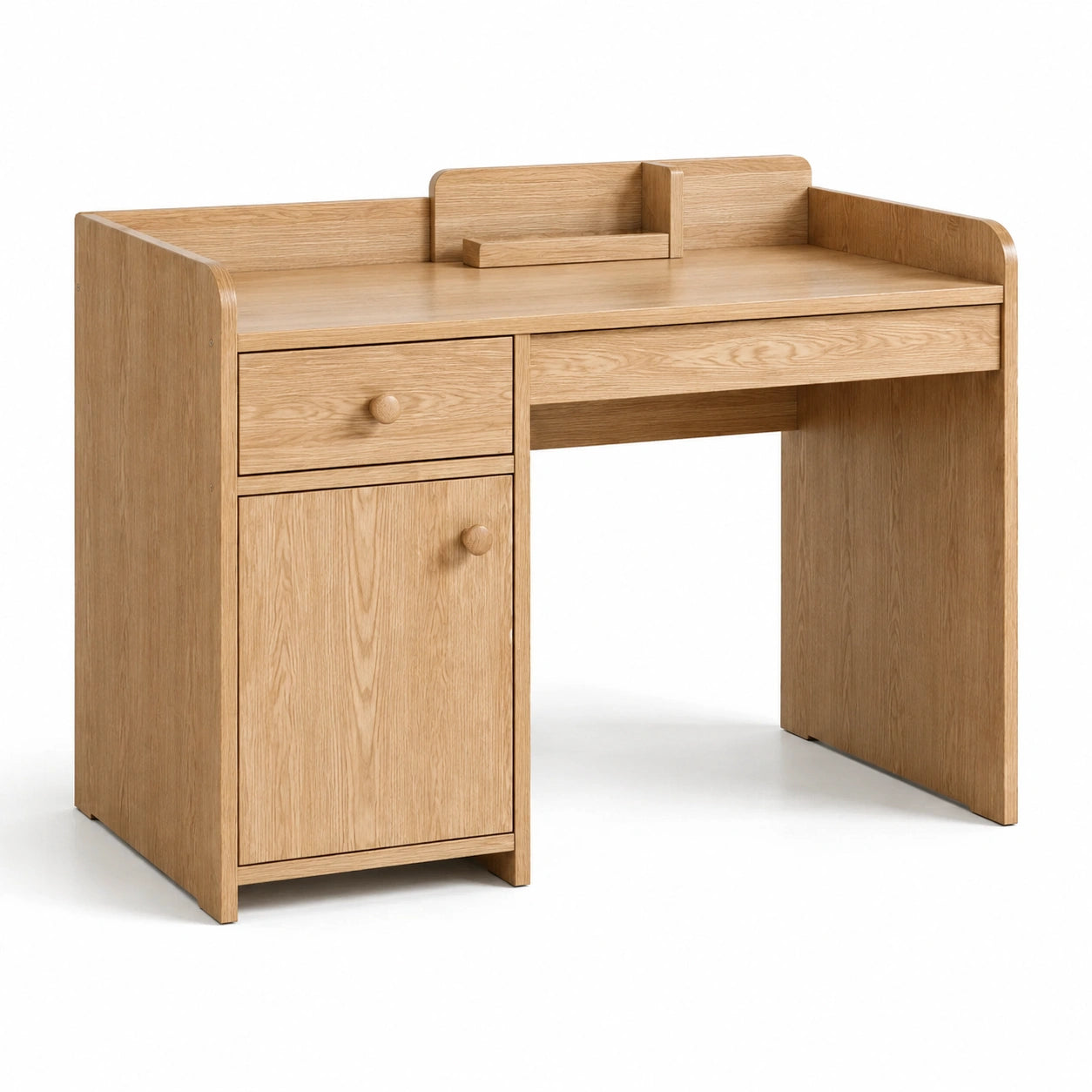 Scrivania in legno di rovere con cassetto e anta, 110x55x75cm