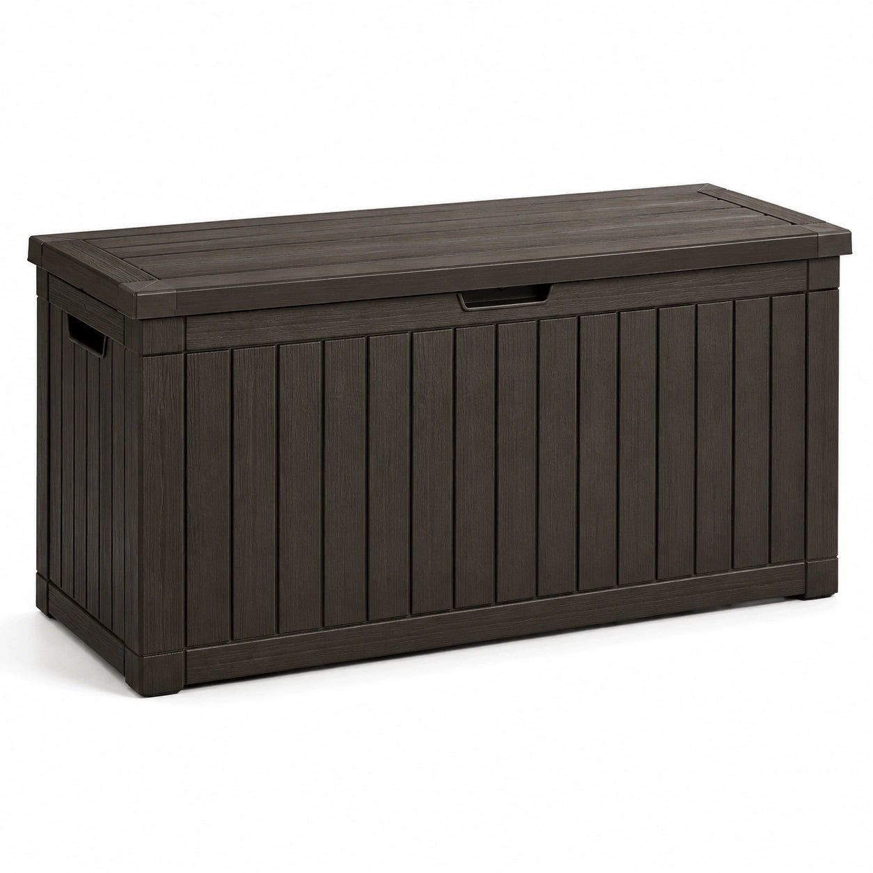 Baule da giardino in plastica marrone 120x45x60 cm