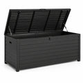 Baule da giardino in metallo nero 150x60x60 cm