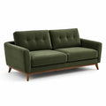 Divano in velluto verde con base in legno