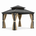 Gazebo in Alluminio con Tetto in Acciaio Zincato e Tende in Poliestere 3x4m