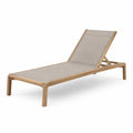 Lettino prendisole in legno di teak e tessuto poliestere beige
