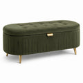 Panca in velluto verde oliva con gambe in metallo